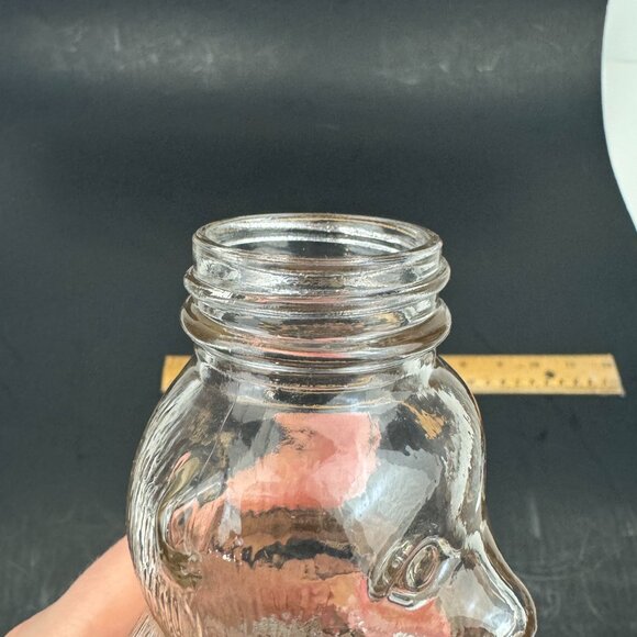 Vtg 1950s Clear Glass Bear Bank Snow Crest Beverages Salem Mass No Lid Top READ - Picture 12 of 13